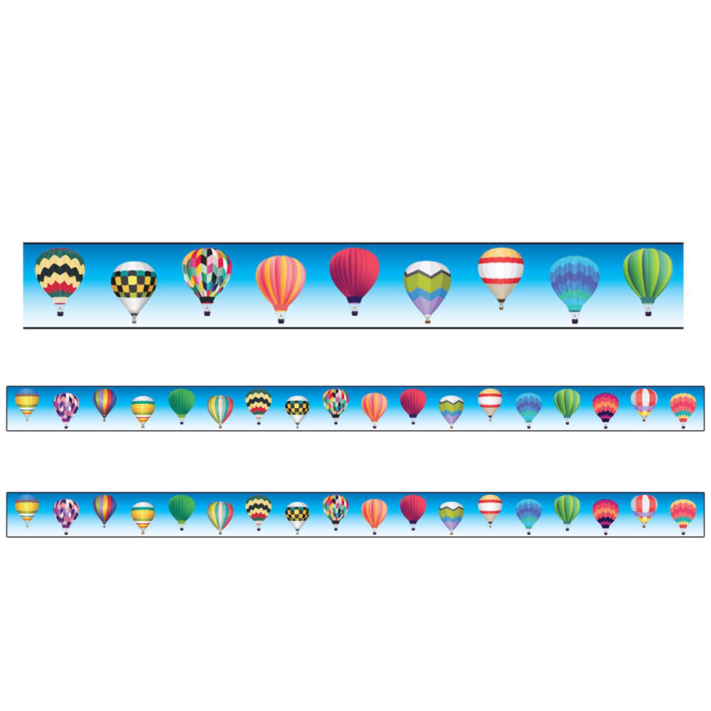 Charles Leonard Rectangle Cut Borders/Trims, Hot Air Balloon, 24' Per Pack, Set Of 2 Packs