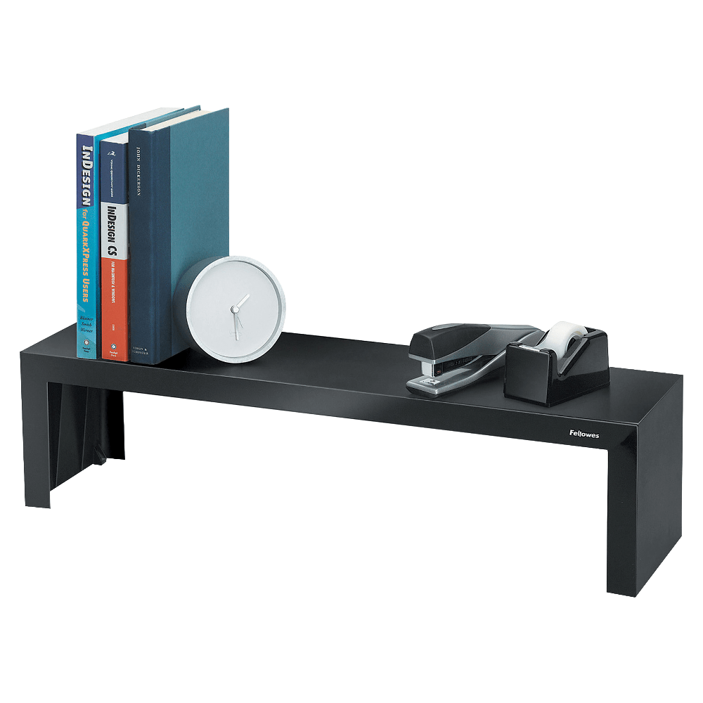 Fellowes Designer Suites Vertical Desktop Shelf, 6 3/4inH x 26inW x 7inD, Black/Pearl