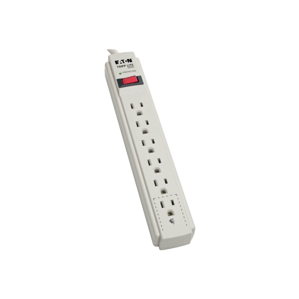 Tripp Lite Surge Protector Power Strip 120V 6 Outlet 8ft Cord 990 Joule Flat Plug - Surge protector - 15 A - AC 120 V - 1.875 kW - output connectors: 6 - light gray - for P/N: CLAMPUSBLK, CLAMPUSW
