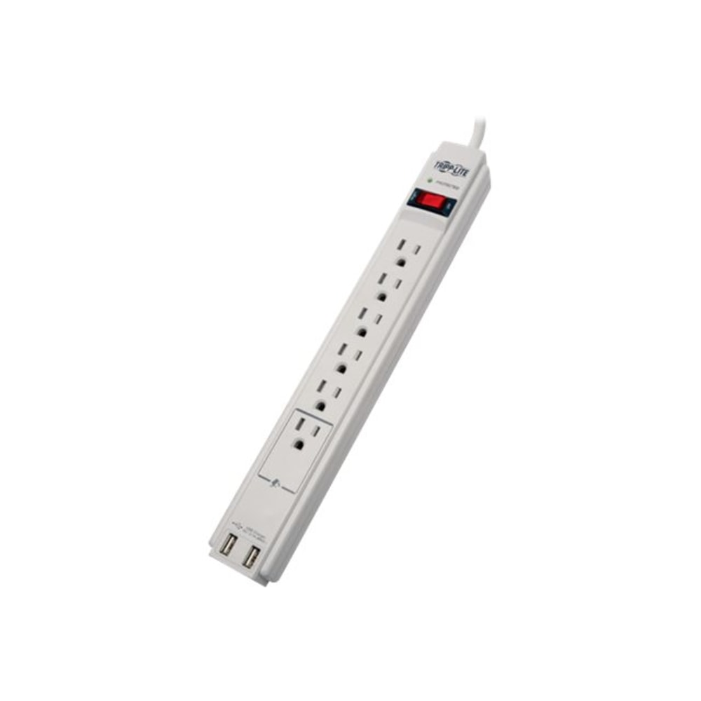 Tripp Lite Surge Protector Power Strip 120V USB 6 Outlet 6ft Cord 990 Joule - Surge protector - 15 A - AC 120 V - output connectors: 6 - cool gray 2C