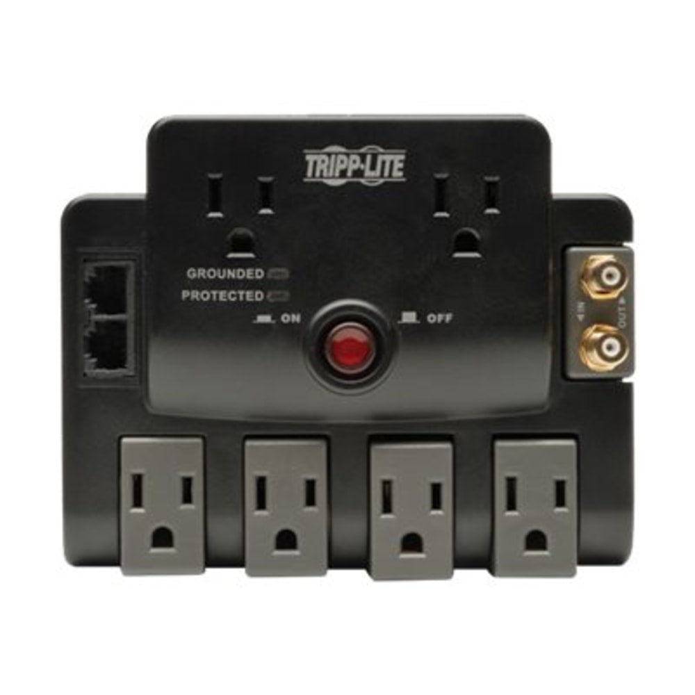 Tripp Lite Surge Protector 120V 6 Outlet Rotating RJ11 Coax 6ft Cord - Surge protector - 15 A - AC 120 V - output connectors: 6 - black