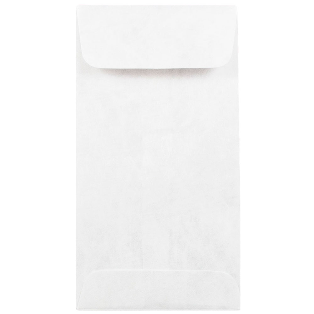 JAM Paper Tyvek Coin Envelopes, #7, Gummed Seal, White, Pack Of 50 Envelopes