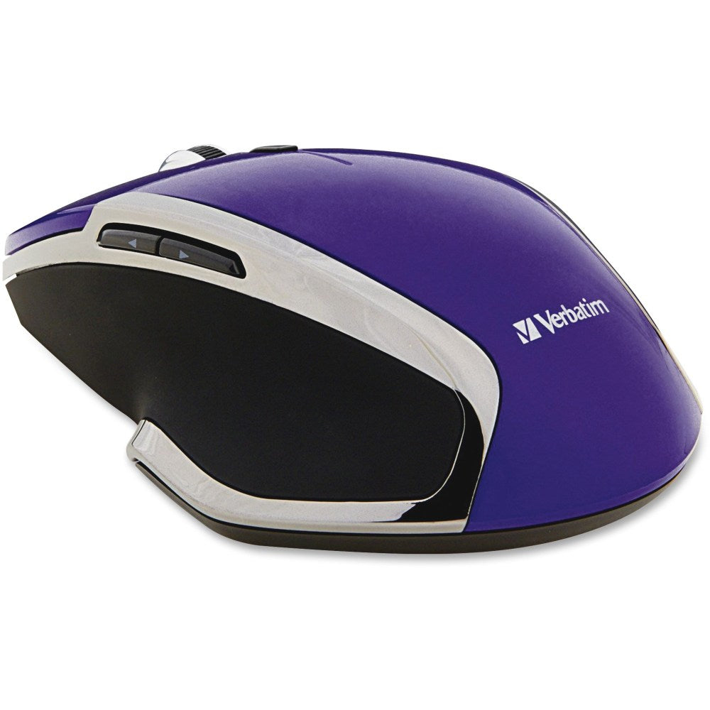 Verbatim Wireless USB Notebook 6-Button Deluxe Blue LED Mouse, Purple