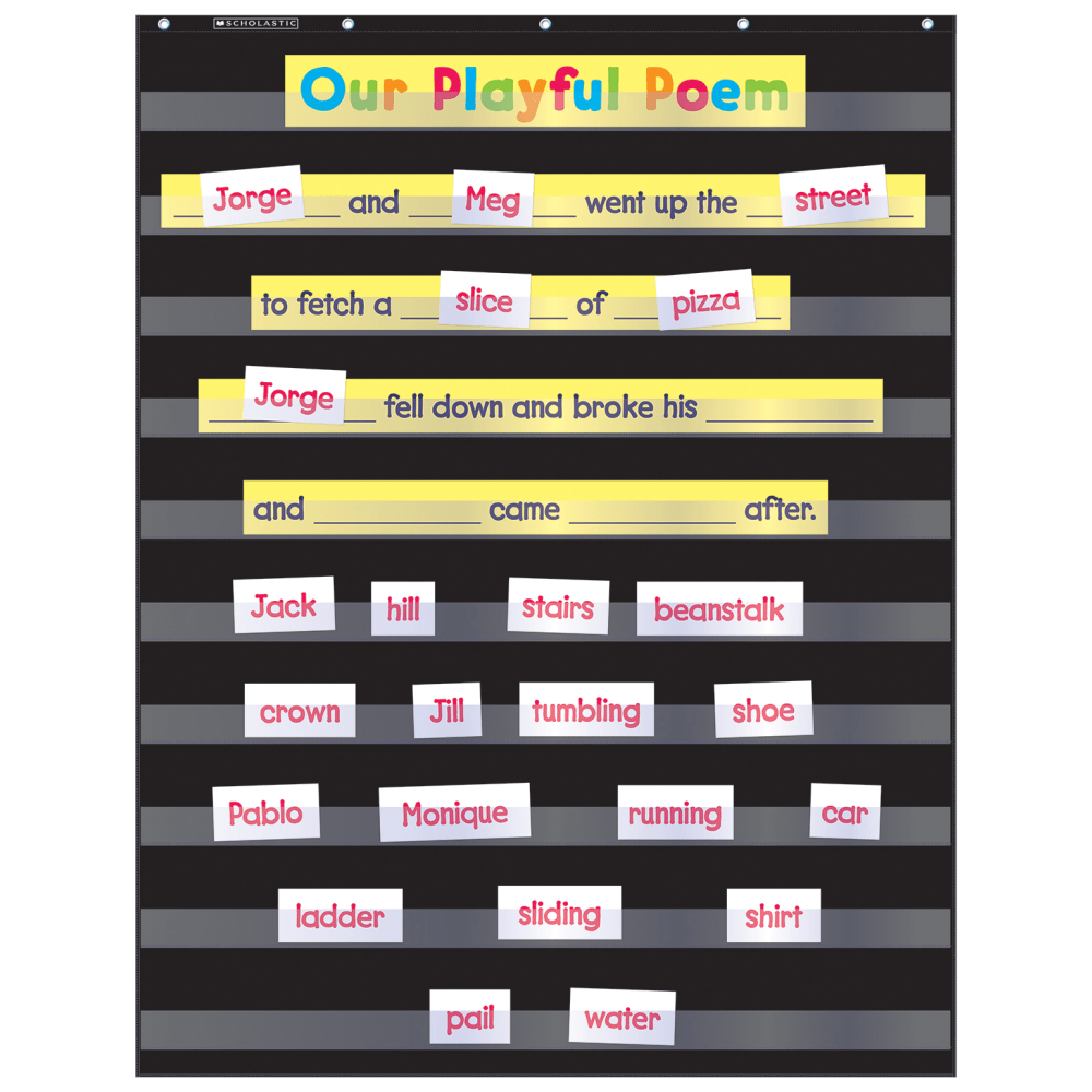 Scholastic Teacher Resources Pocket Chart, Standard, 34in x 44in, Black, Kindergarten to Grade 5