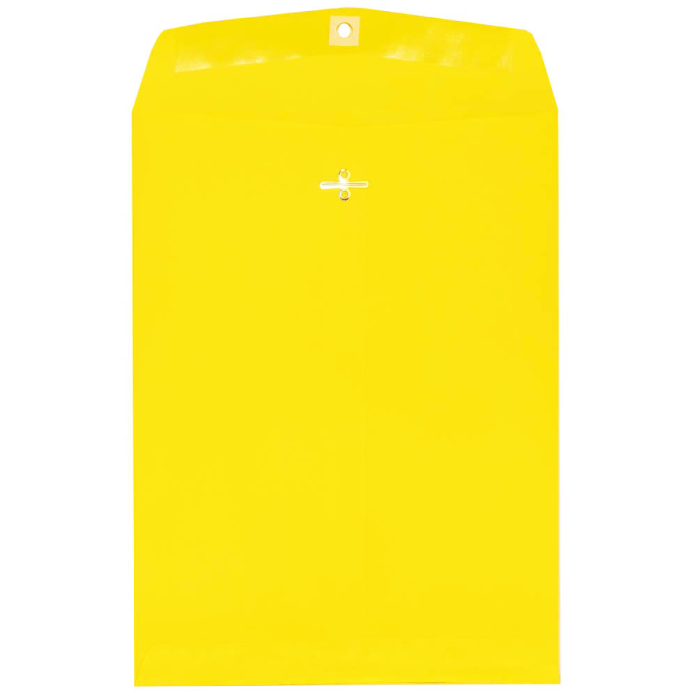 JAM Paper Open-End 9in x 12in Catalog Envelopes, Clasp Closure, Yellow, Pack Of 100 Envelopes