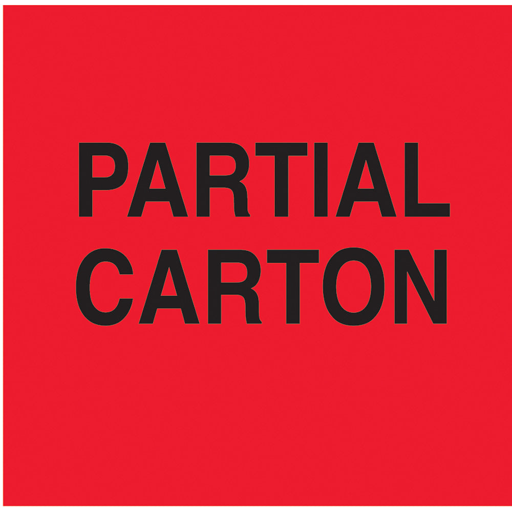 Tape Logic Preprinted Shipping Labels, DL1760, "Partial Cartons", 4in x 3in, Red/Black, Roll Of 500