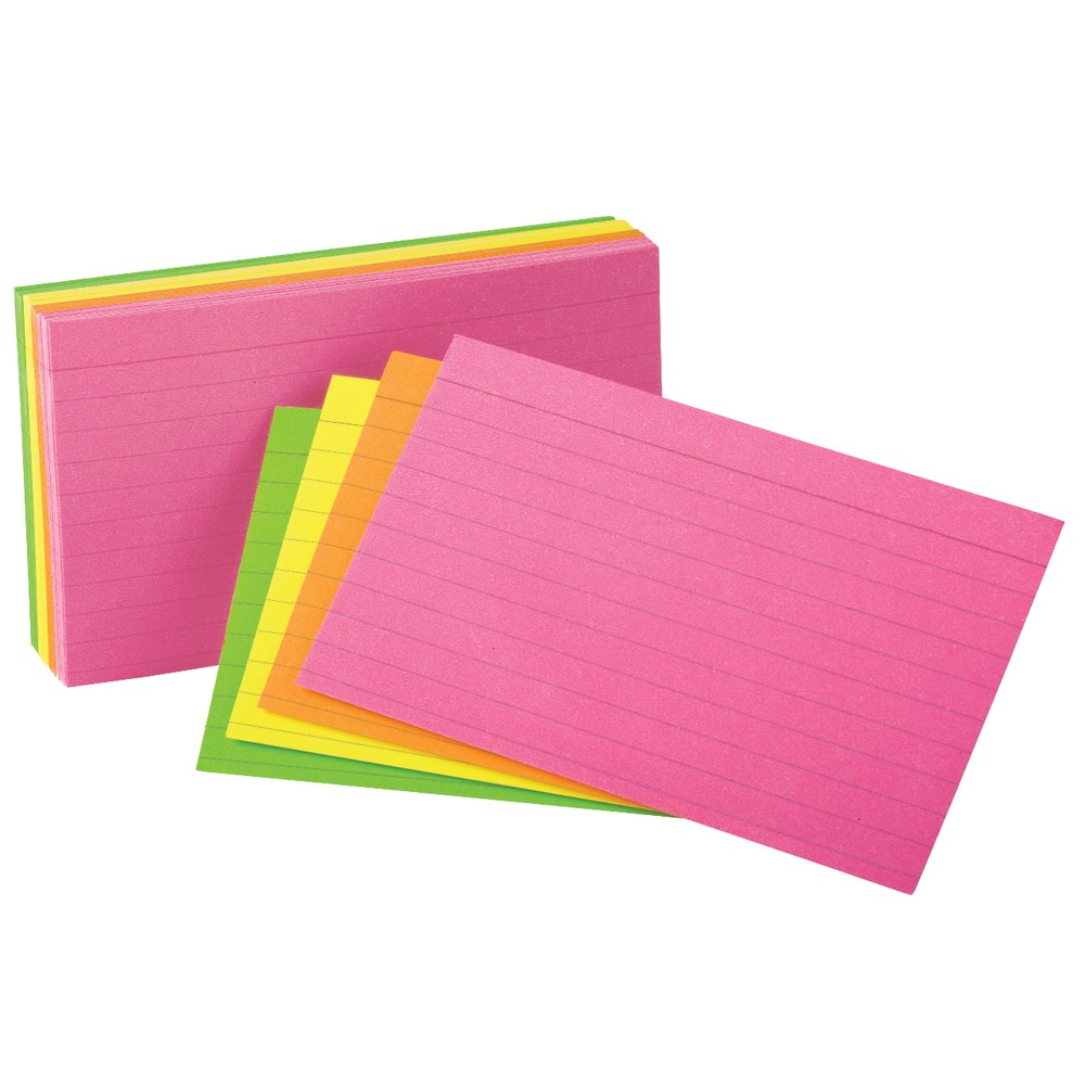 Oxford Glow Index Cards, Assorted Colors, 3in x 5in, Pack Of 300