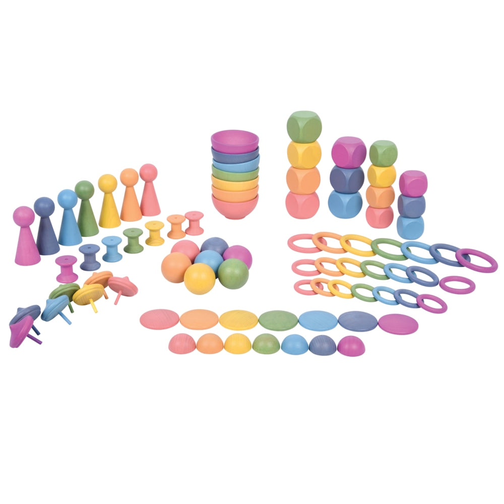 TickiT Rainbow Wooden Super Set, Assorted Colors, Set Of 84 Pieces