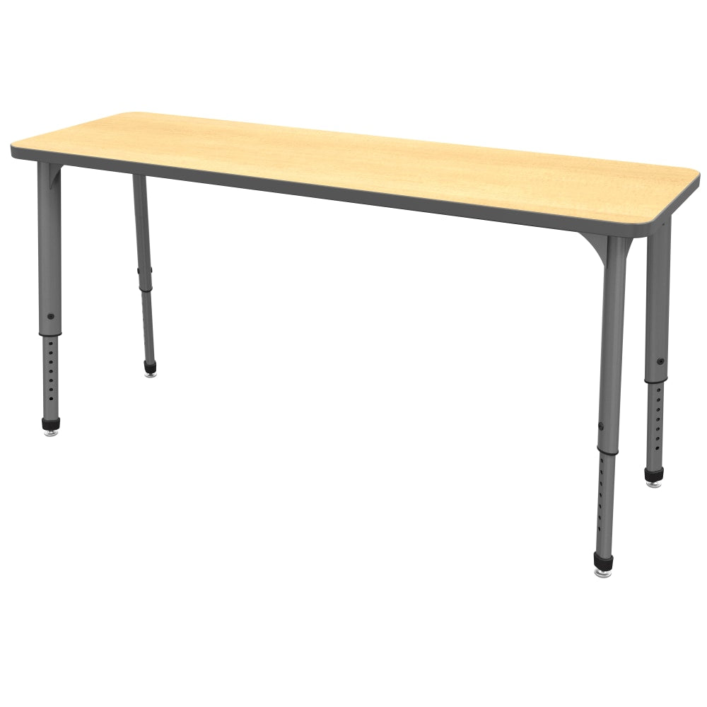 Marco Group Apex Series Adjustable Rectangle 60inW Student Desk, Fusion Maple/Gray