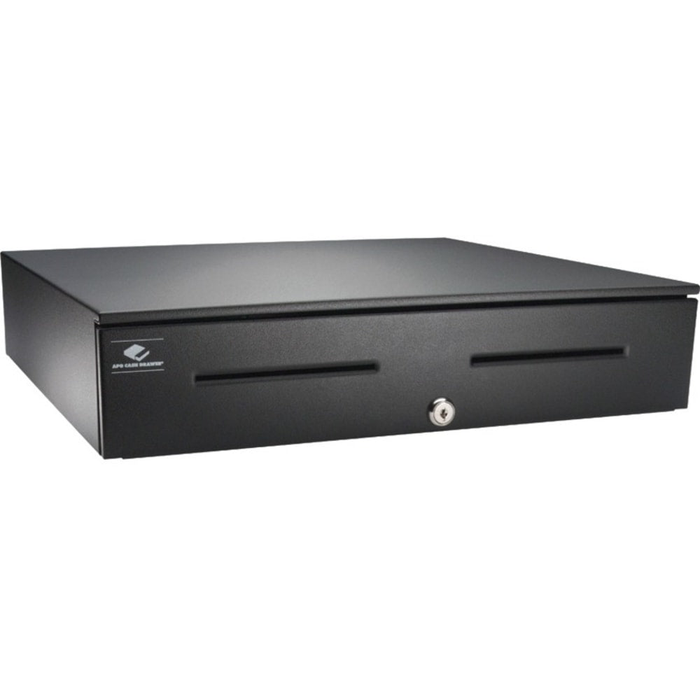 APG Series 4000 Cash Drawer - 5 Bill x 6 Coin - Dual Media Slot - Black - Powered USB - 4.4in H x 18in W x 16.7in D