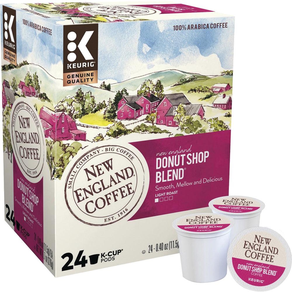 New England Coffee Single-Serve K-Cups, Light Roast, Donut Shop, Box Of 24 K-Cups