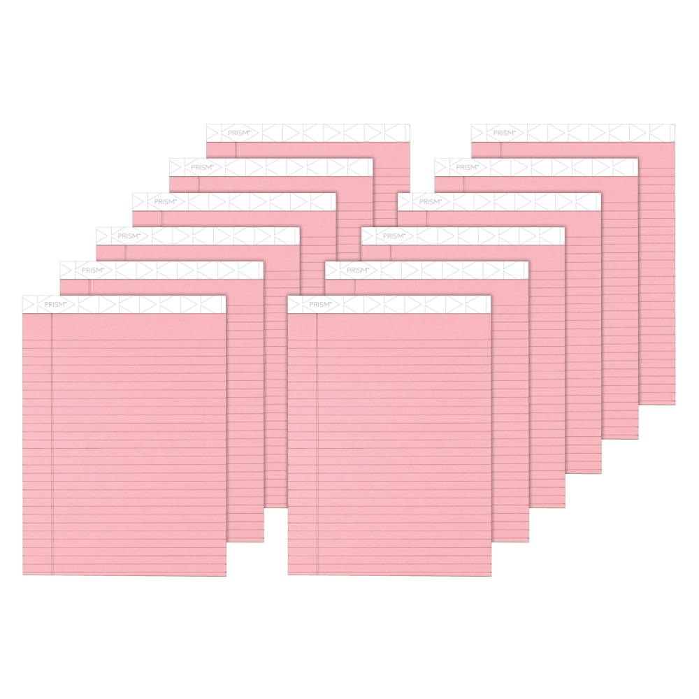 TOPS Prism+ Color Writing Pads, 8 1/2in x 11 3/4in, 100% Recycled, Legal Ruled, 25 Sheets, Rose, Pack Of 12 Pads