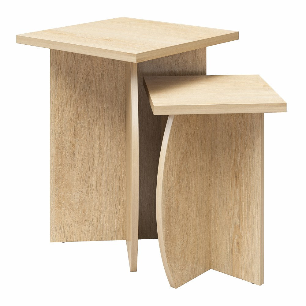 Ameriwood Home Novogratz Voler Nesting End Tables, 24-5/8inH x 18-15/16inW x 18-15/16inD, Light Oak, Set Of 2 Tables