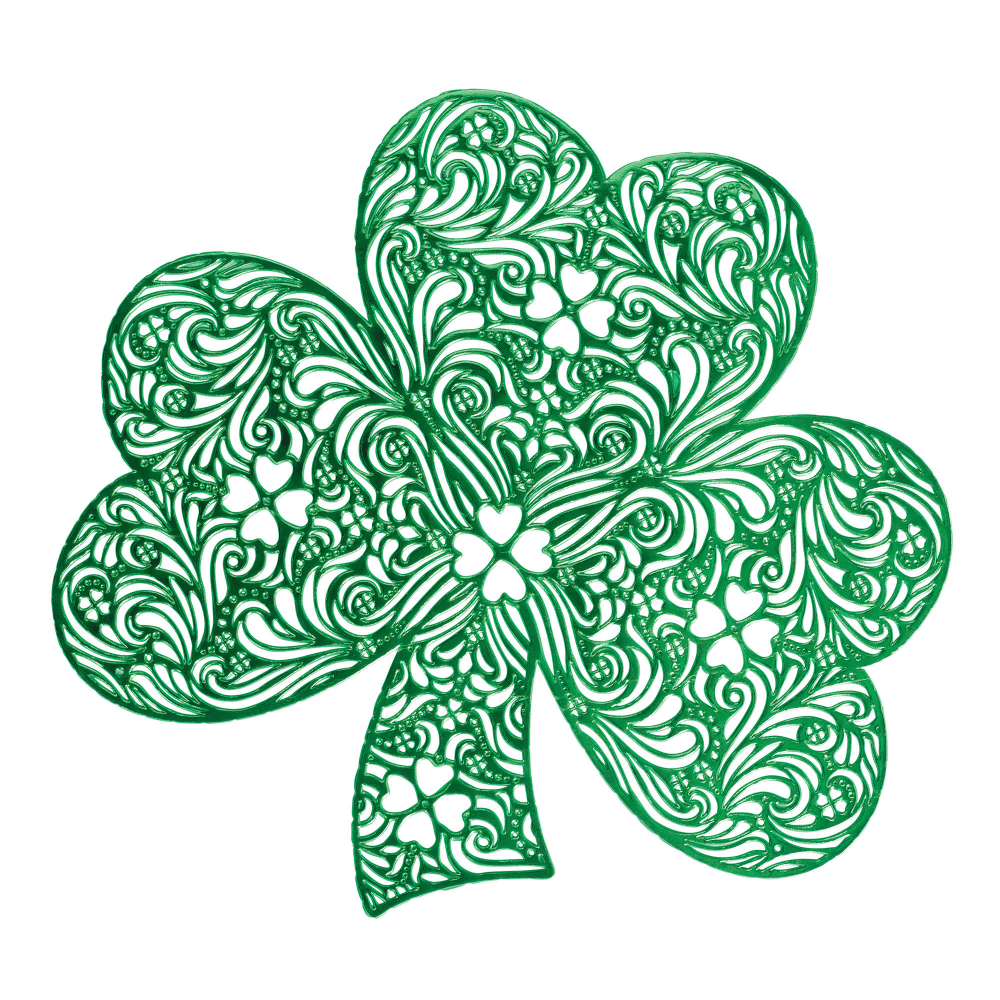 Amscan St. Patricks Day Vinyl Shamrock Place Mats, 15-1/2in, Green, Pack Of 4 Mats