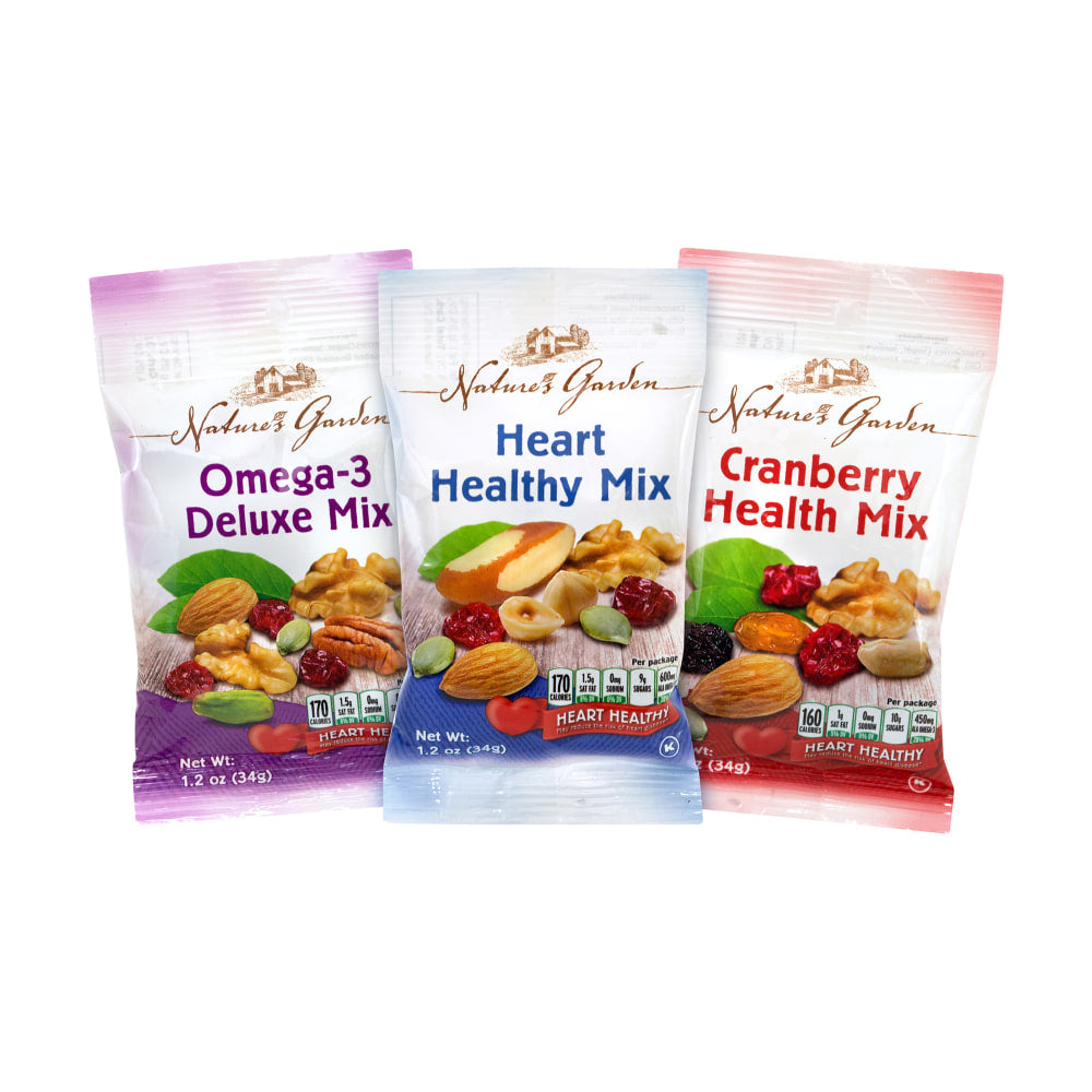 Natures Garden Healthy Snack Mix Variety Pouches, 1.2 Oz, Pack Of 50 Pouches