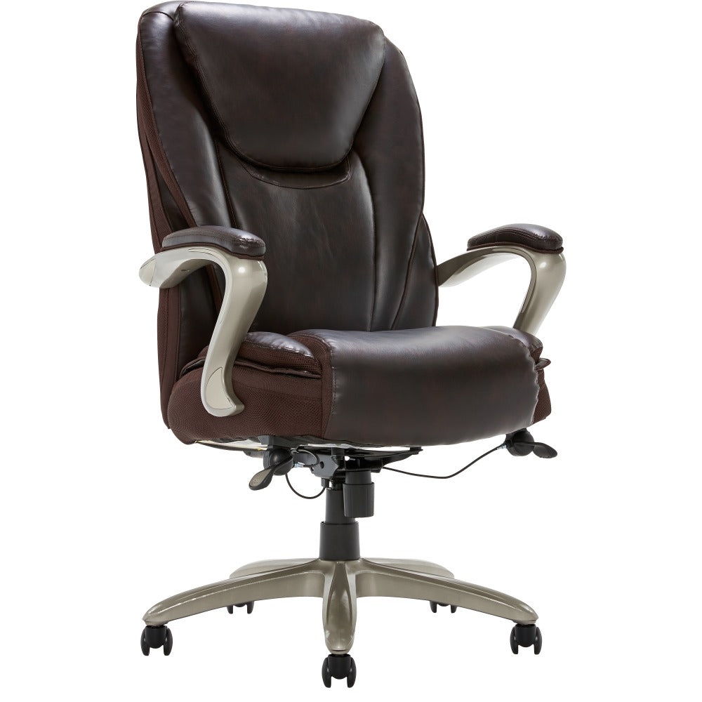 Serta Smart Layers Hensley Big & Tall Ergonomic Bonded Leather High-Back Chair, Roasted Chestnut/Satin Nickel