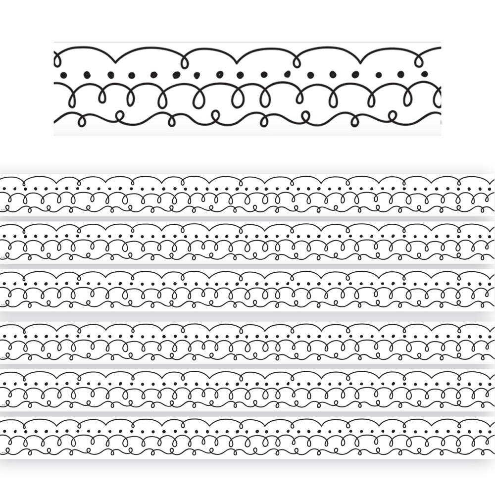 Teacher Created Resources Die-Cut Border Trim, Squiggles And Dots, 35' Per Pack, Set Of 6 Packs