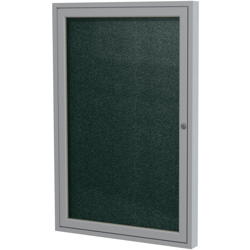 Ghent Enclosed 1-Door Vinyl Bulletin Board, 24in x 18in, Ebony, Satin Frame