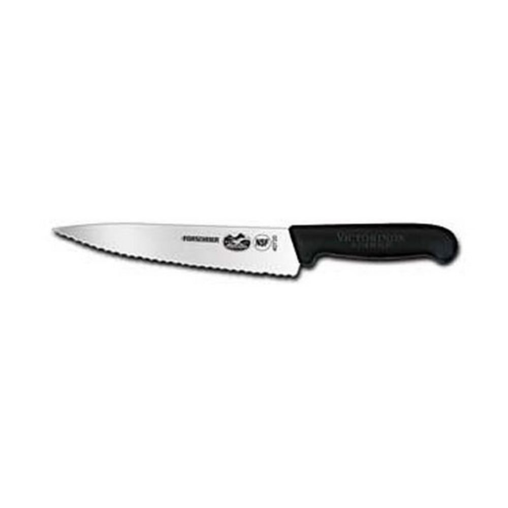 Victorinox Serrated Chef Knife, 7-1/2in, Black Handle