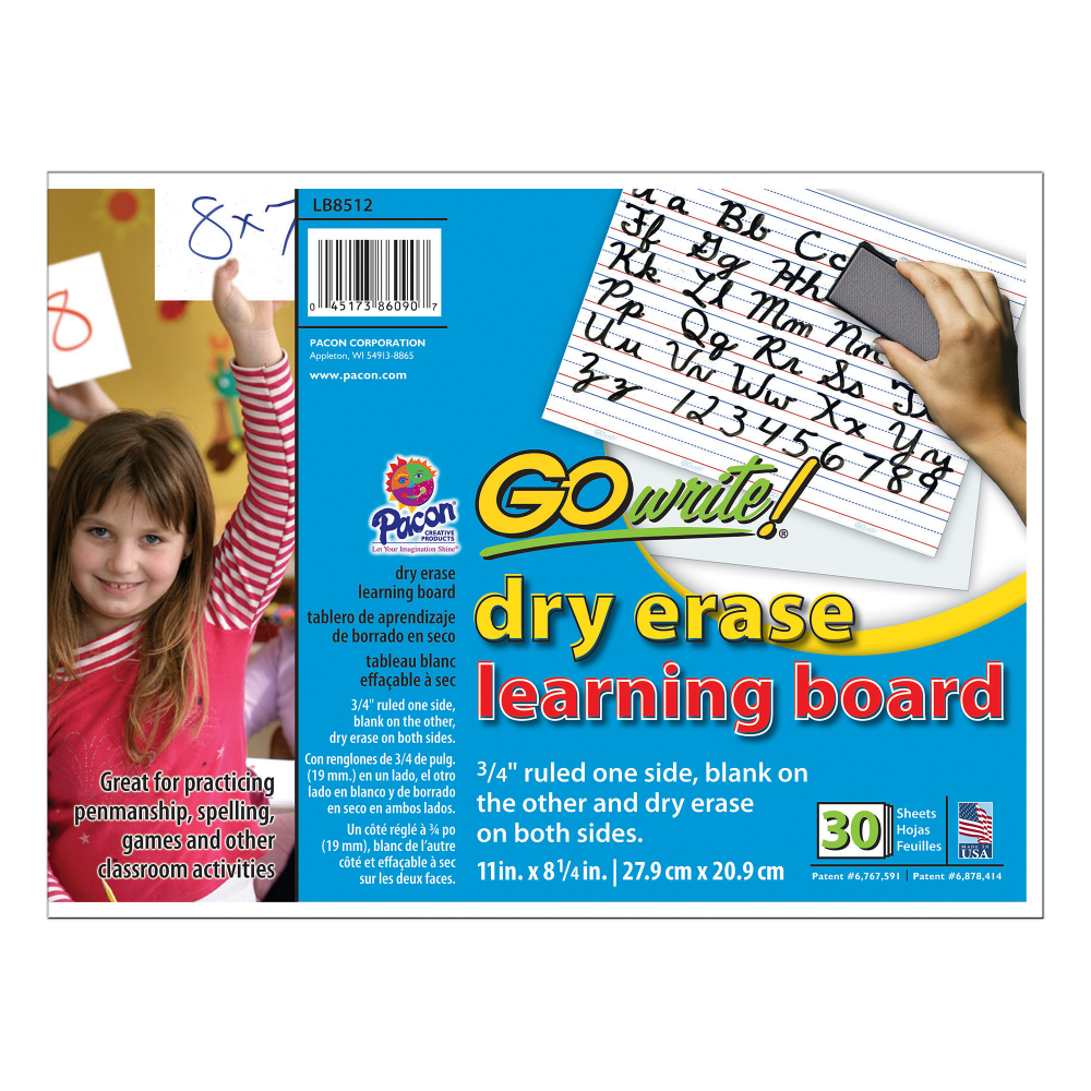 GoWrite! Dry-Erase Double-Sided Learning Boards, 11in x 8 1/4in, White, Pack Of 30
