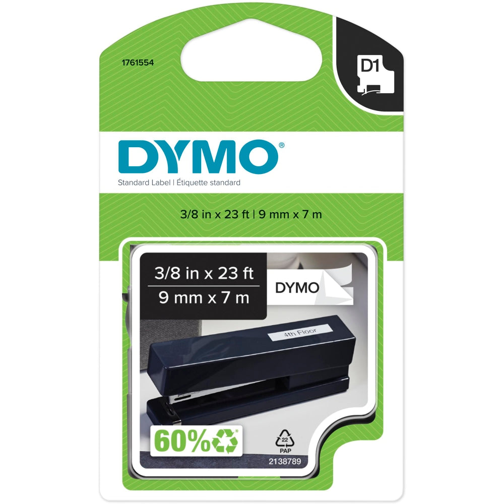 DYMO D1 41913 Black-On-White Tape, 0.38in x 23ft
