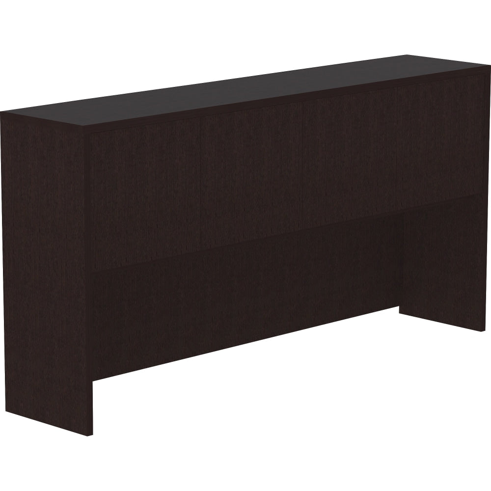 Lorell Essentials 71inW 4-Door Credenza Hutch, Espresso