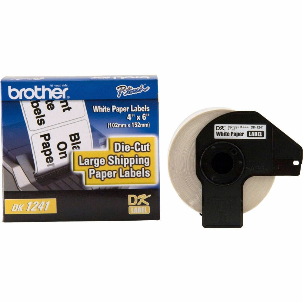 Brother DK-1241 Black-On-White 4in x 6in Labels, Roll Of 200