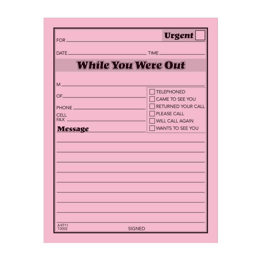 Adams "While You Were Out" Message Pads, 4 1/4in x 5 1/2in, 50 Sheets, Pink, Pack Of 12