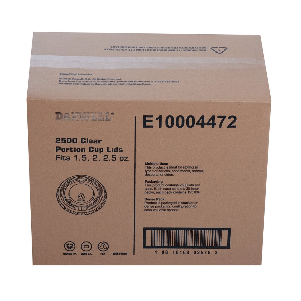 Daxwell Portion Cup Lids, For 2 Oz Portion Cups, Clear, Case Of 2,500 Lids