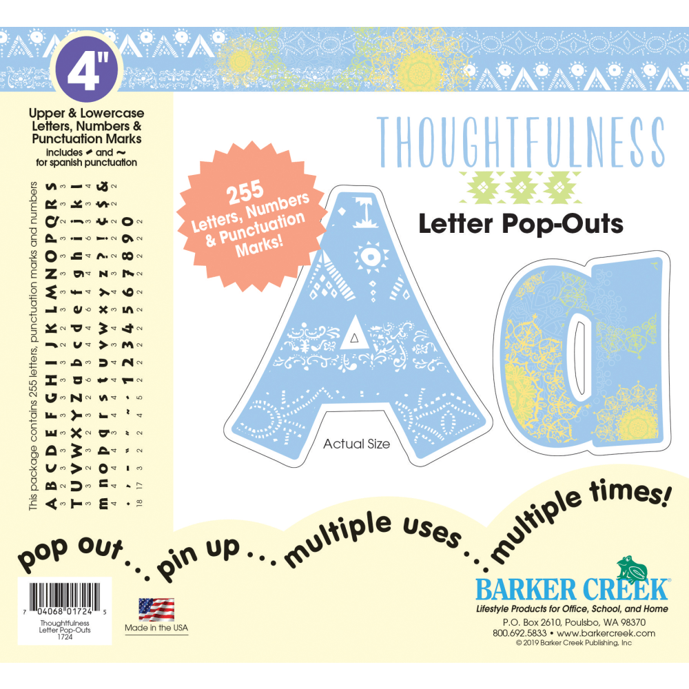 Barker Creek Letter Pop-Outs, 4in, Thoughtfulness, Pack Of 255 Pop-Outs