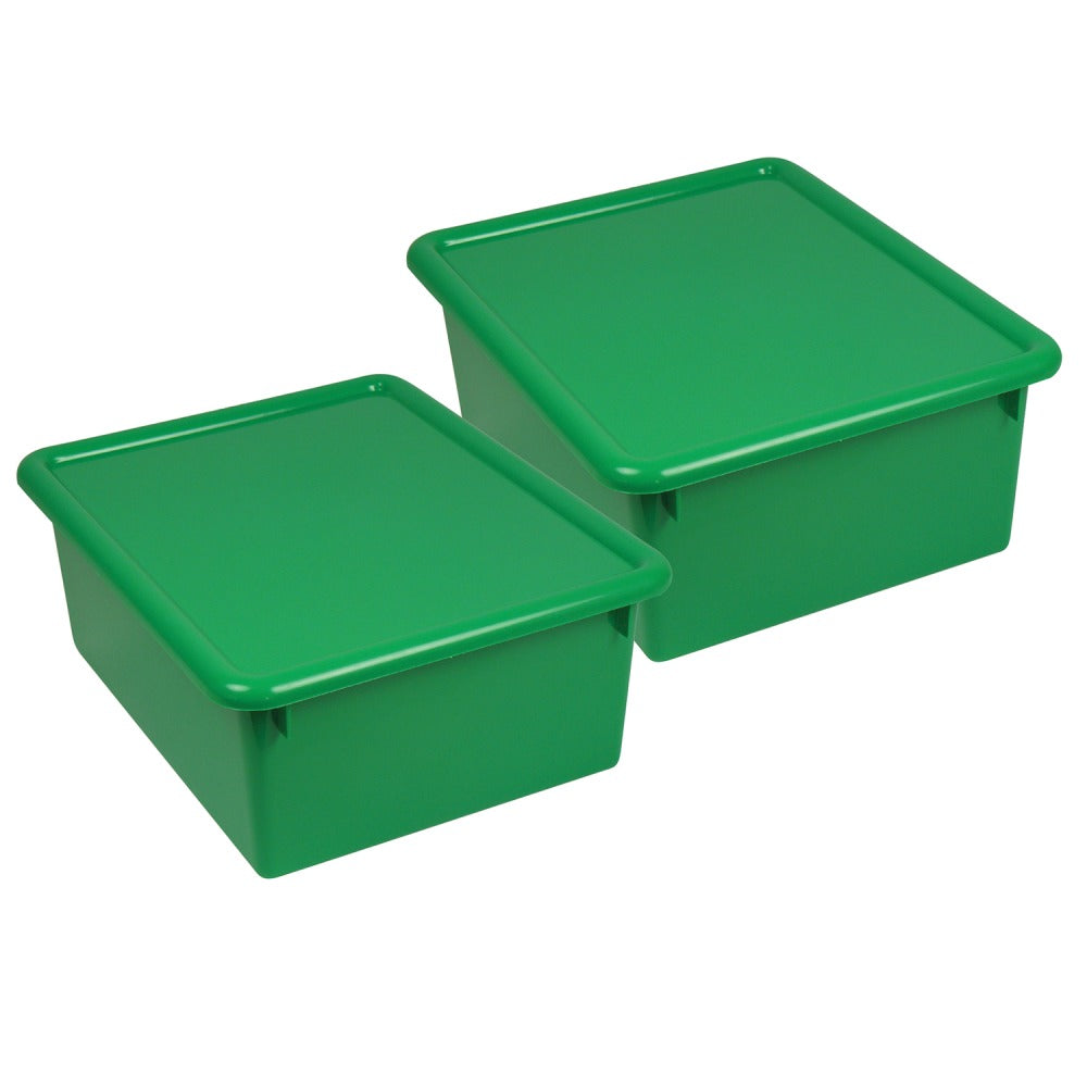 Romanoff Stowaway Letter Boxes With Lids, 5-1/4inH x 10-1/2inW x 13-1/4inD, Green, Pack Of 2 Boxes