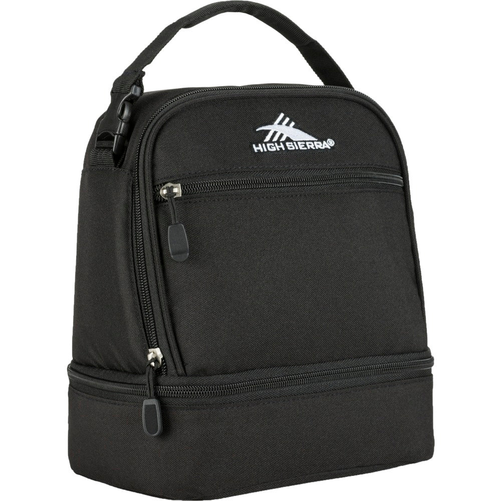 High Sierra Stacked Compartment Lunch Box, 9-7/16in x 8-1/8in x 5-5/16in, Black