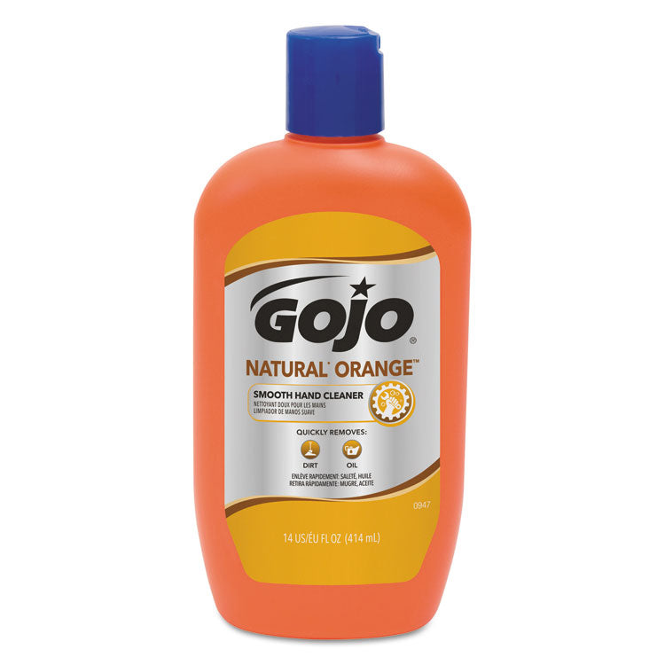 NATURAL ORANGE Smooth Hand Cleaner, Quick-Acting Lotion with Flip-Cap Squeeze Bottle, Citrus Scent, 14 fl oz, 12/Carton