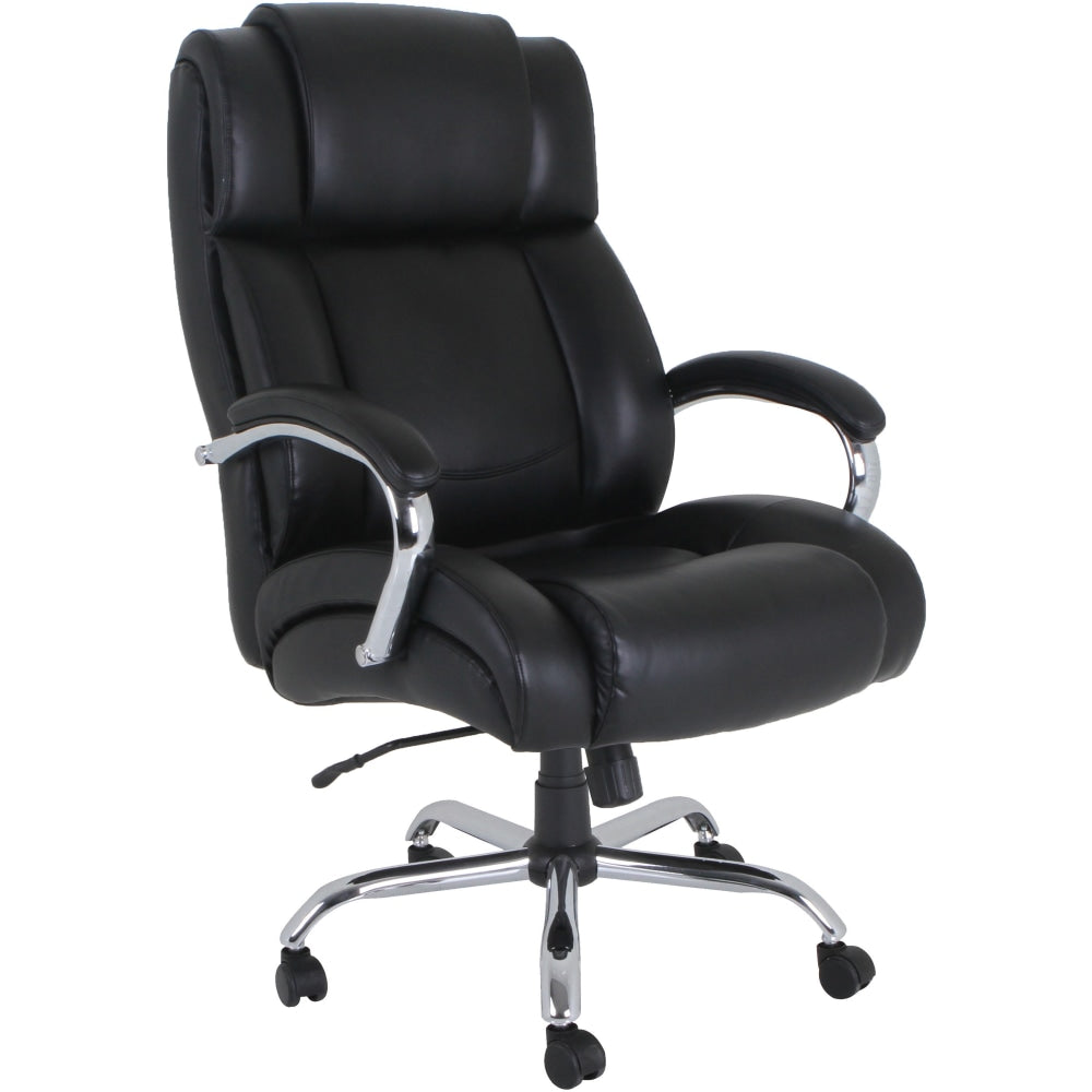 Lorell UltraCoil Comfort Big & Tall Bonded Leather Chair, Black