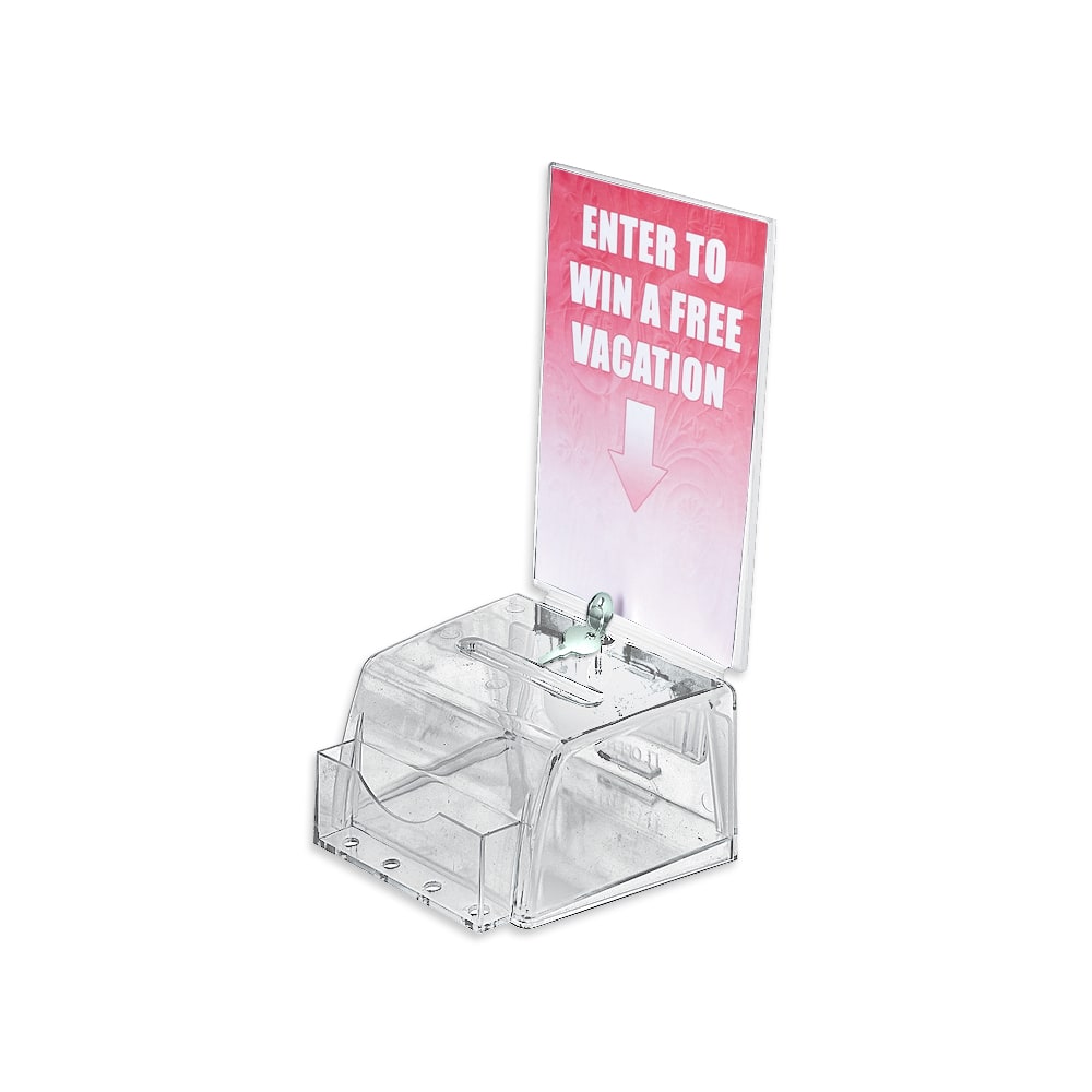 Azar Displays Plastic Suggestion Box, With Lock, Molded, Small, 3 1/2inH x 5 1/2inW x 5inD, Clear