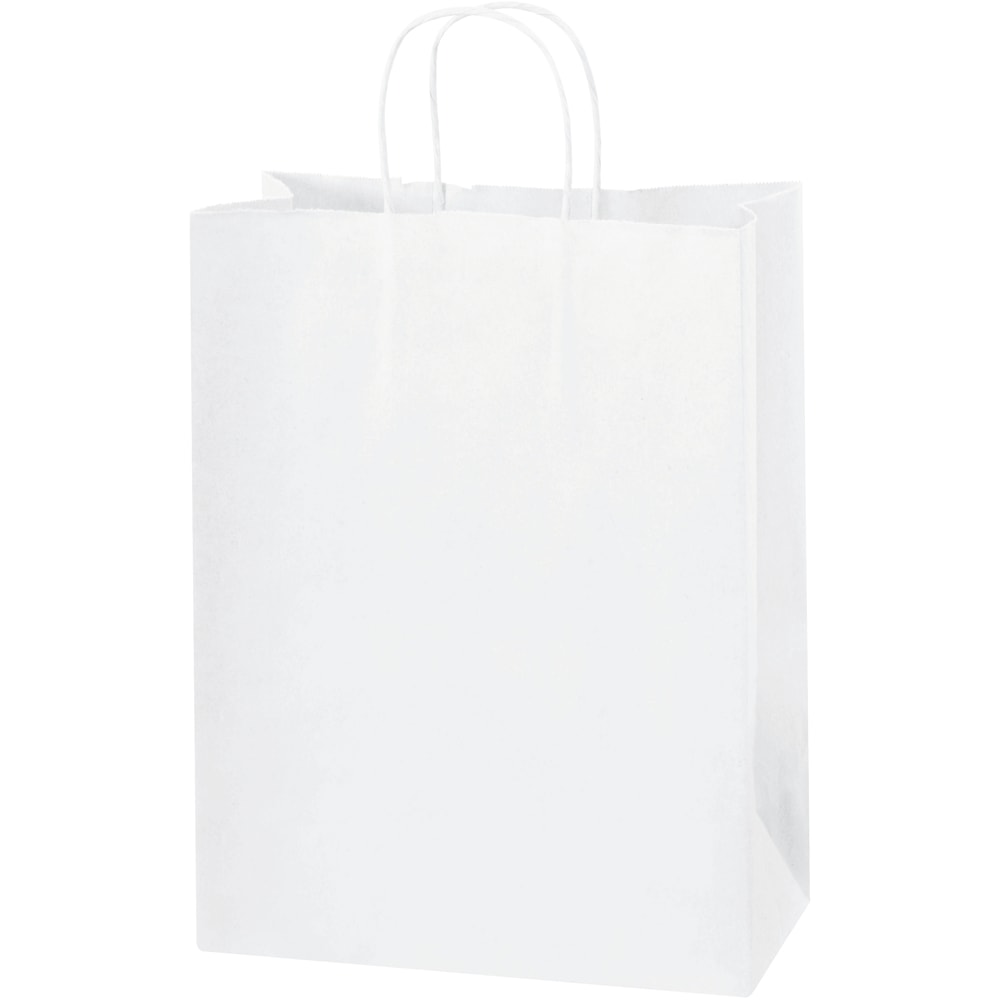 Partners Brand Paper Shopping Bags, 10inW x 5inD x 13inH, White, Case Of 250