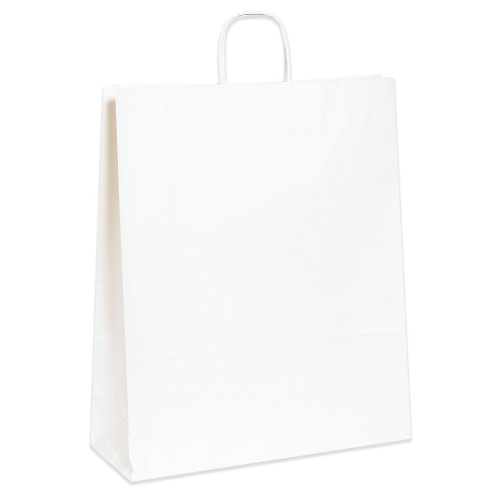 Partners Brand Paper Shopping Bags, 16inW x 6inD x 19 1/4inH, White, Case Of 200