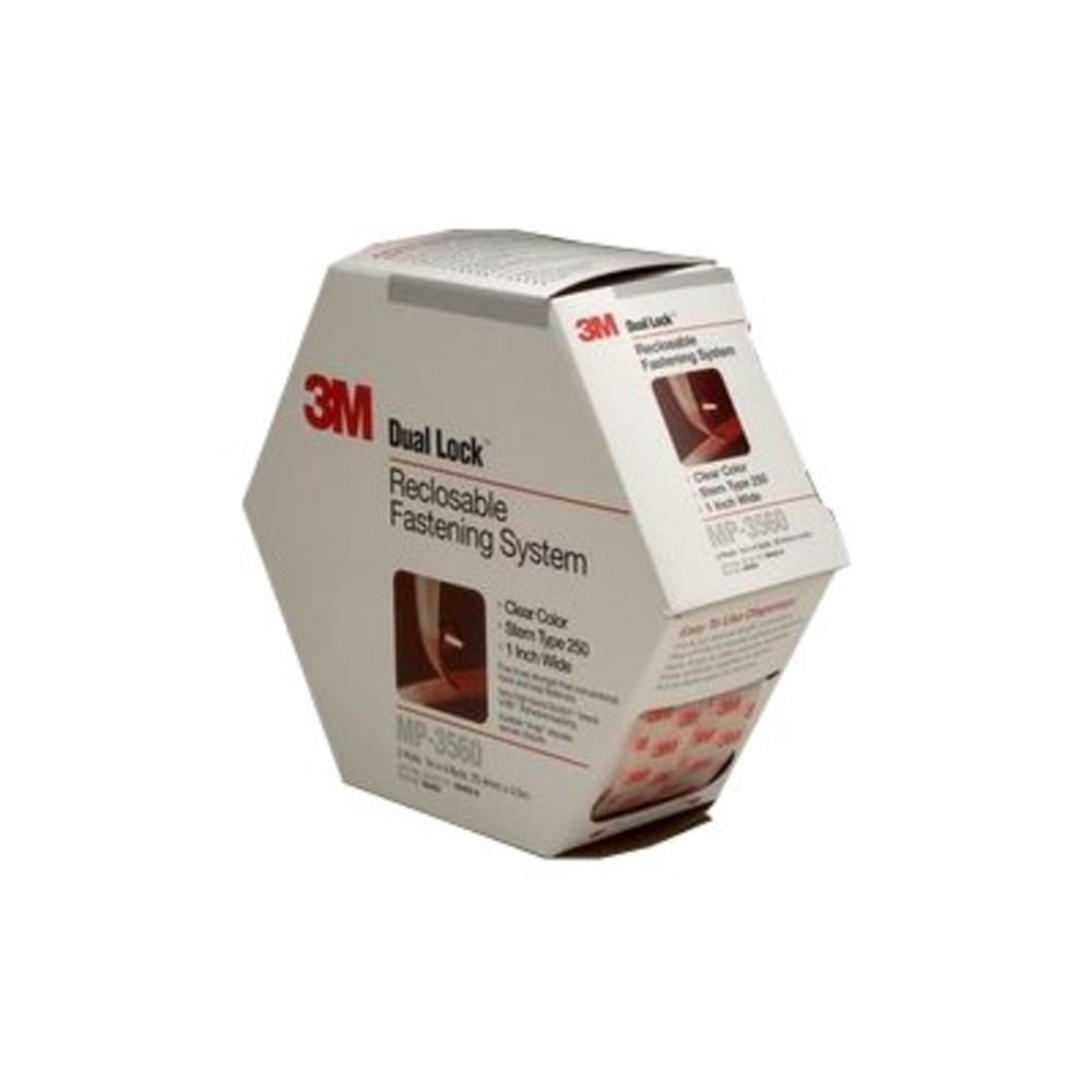 3M Dual Lock Reclosable Fastener Tape, MP-3560, 1in x 15ft, Clear