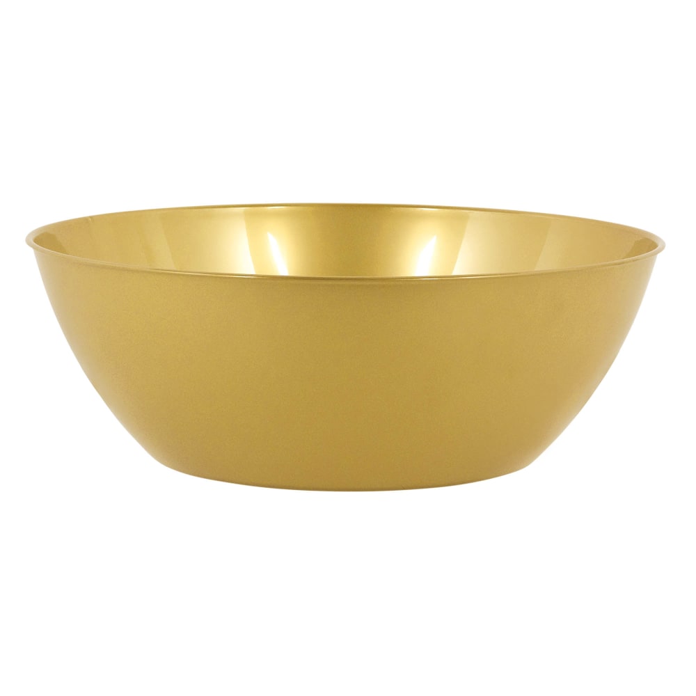 Amscan 10-Quart Plastic Bowls, 5in x 14-1/2in, Gold, Set Of 3 Bowls