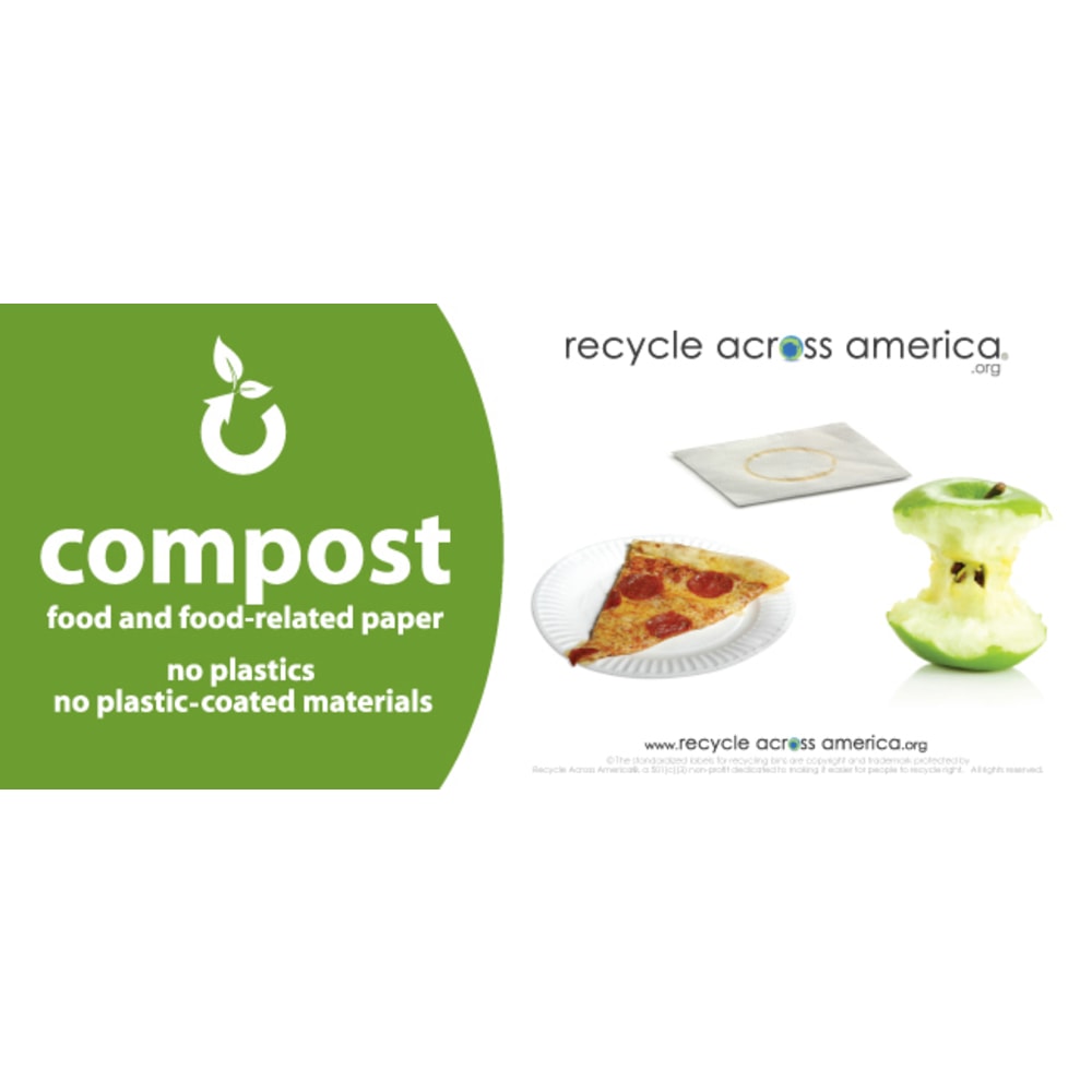 Recycle Across America Compost Standardized Labels, COMP-0409, 4in x 9in, Green