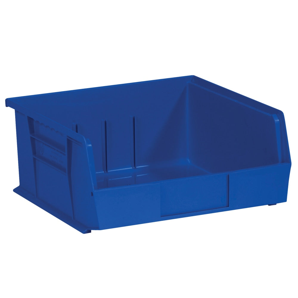 Partners Brand Plastic Stack & Hang Bin Storage Boxes, Small Size, 5in x 11in x 10 7/8in, Blue, Case Of 6