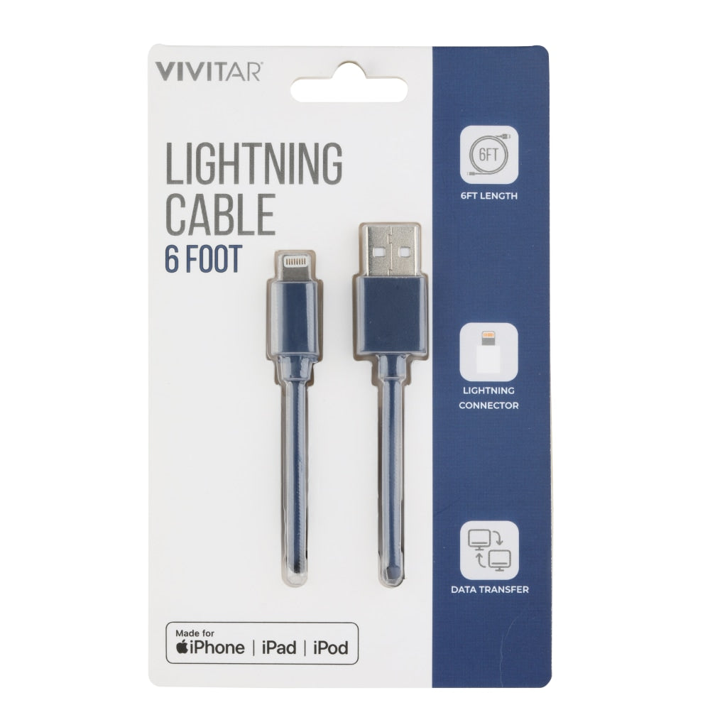 Vivitar Lightning To USB-A Cable, 6ft, Navy, NIL1006-NAV-STK-24