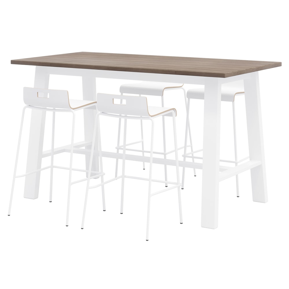 KFI Studios Midtown Bar Height Table With 4 Low Back Bar Stools, Espresso/White