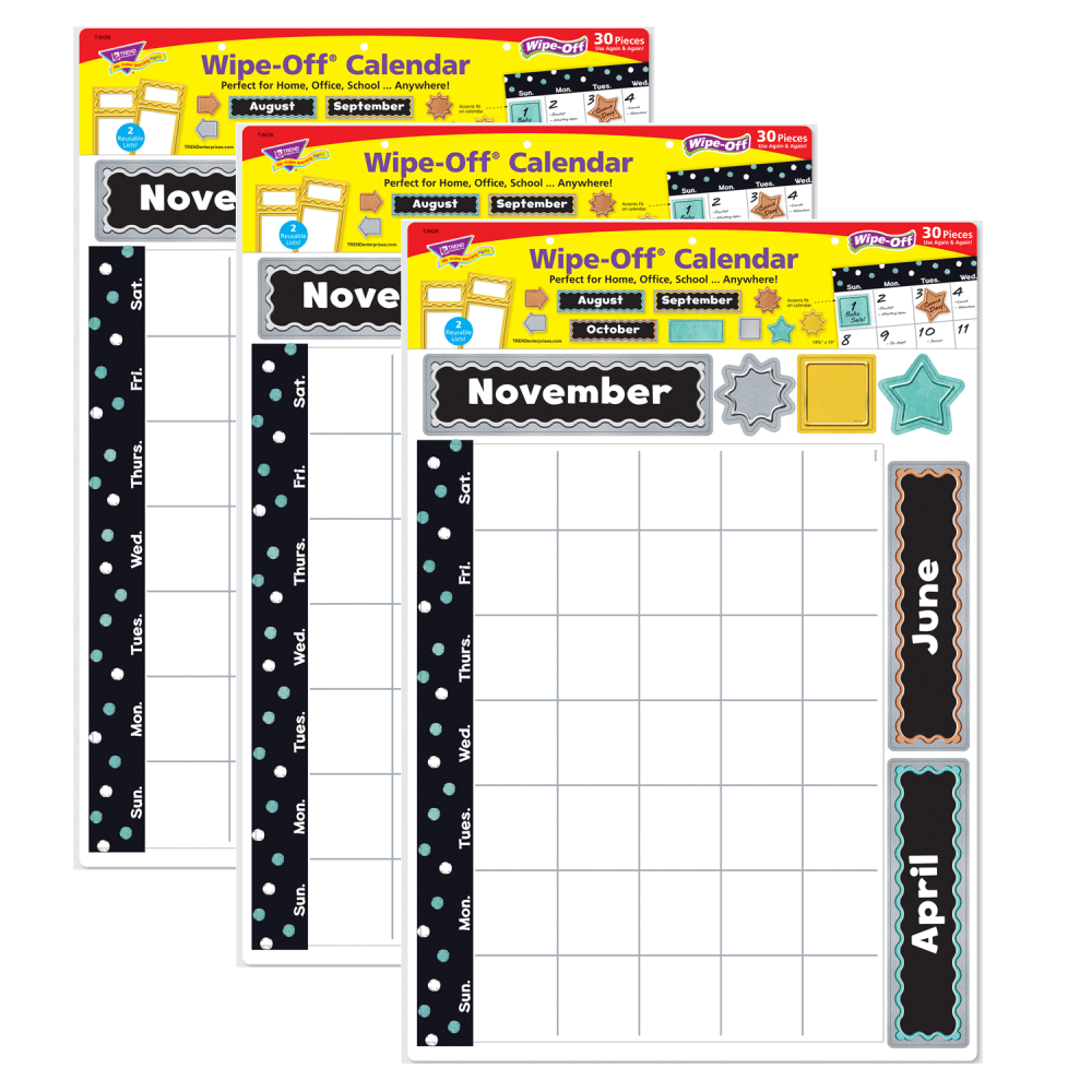 TREND I Heart Metal Wipe-Off Calendar Bulletin Board Set, Copper, Set Of 3