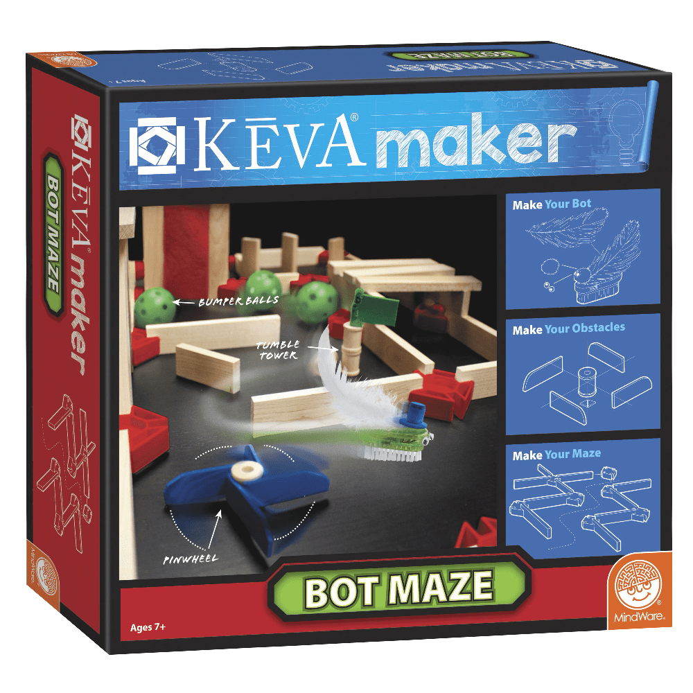 KEVA Maker Bot Maze Set, Natural Pine