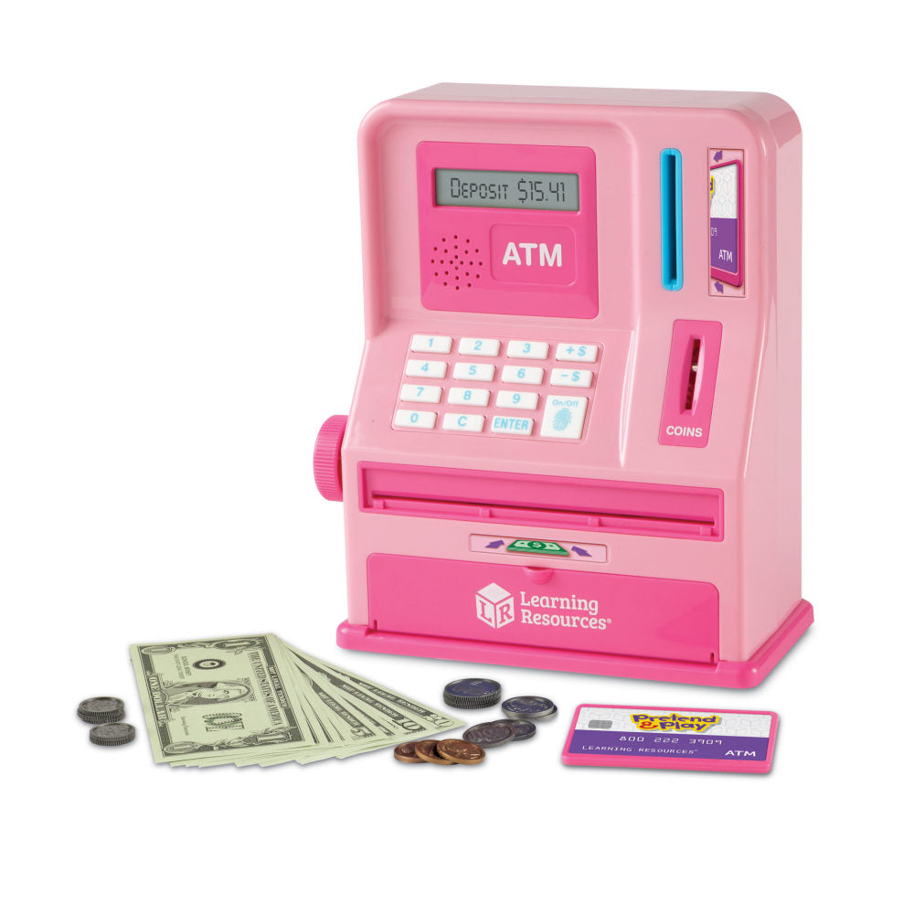 Learning Resources Pretend and Play Teaching ATM Bank, Pink