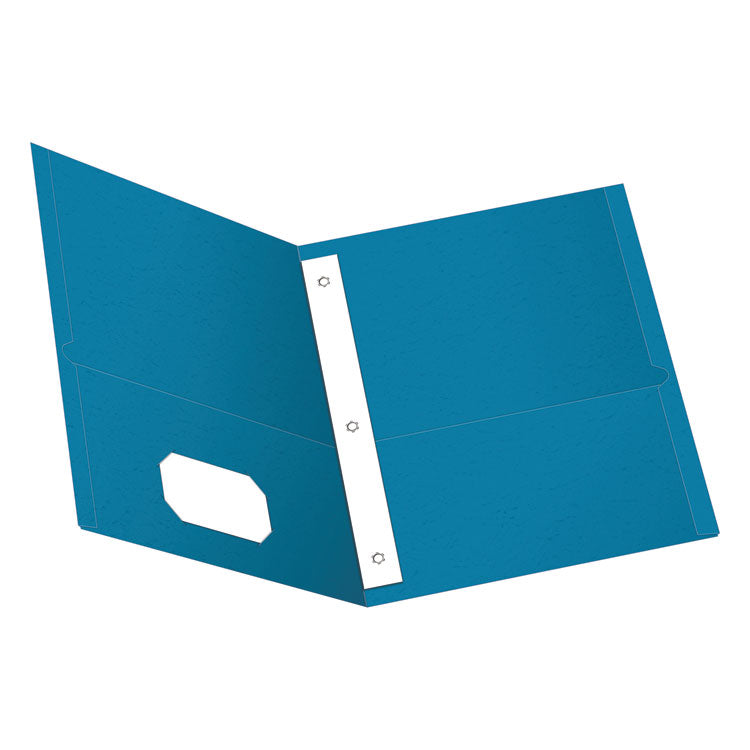 Twin-Pocket Folders With 3 Fasteners, 0.5" Capacity, 11 X 8.5, Light Blue, 25/box