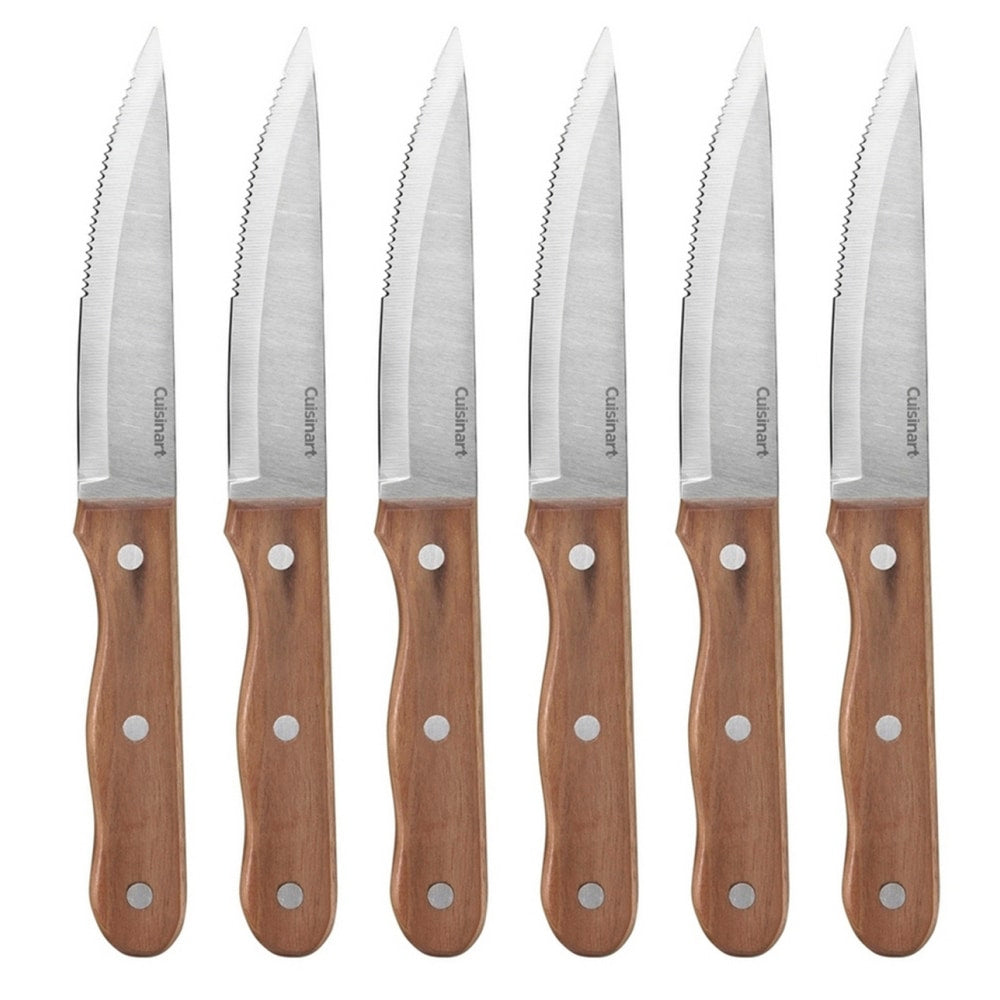 Cuisinart 6-Piece Triple-Rivet Steak Knife Set, Walnut