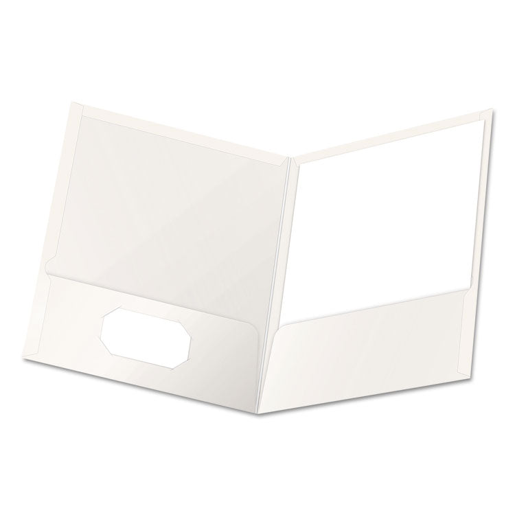 High Gloss Laminated Paperboard Folder, 100-Sheet Capacity, 11 X 8.5, White, 25/box