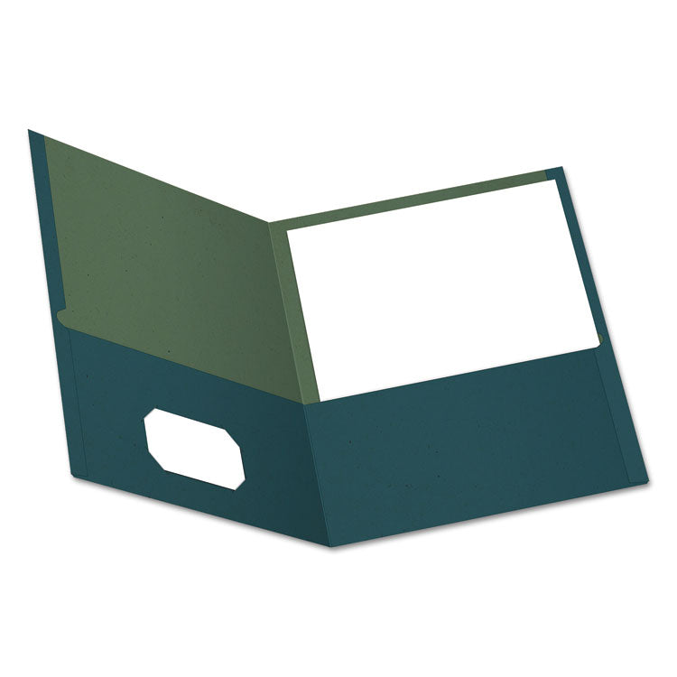 Earthwise By Oxford 100% Recycled Paper Twin-Pocket Portfolio, 100-Sheet Capacity, 11 X 8.5, Blue, 25/box